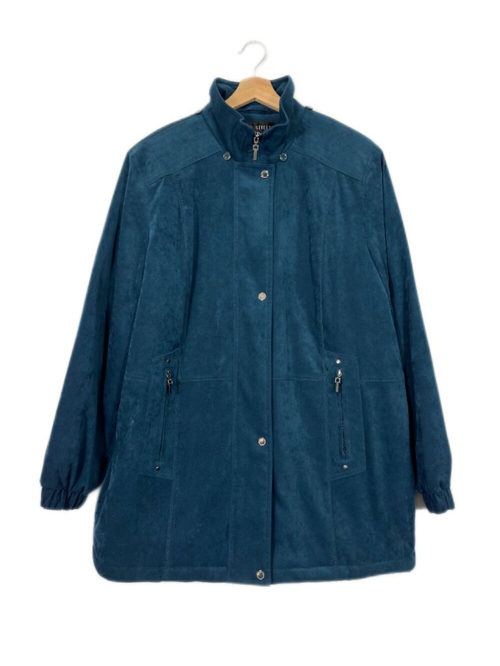 Fleet Street Women's Faux Suede Coat Quilted Size XL Teal Utility Warm Winter
